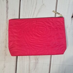 Lancome Quilted Rose Pink Cosmetic Makeup Bag Pouch NWOT